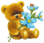 teddy bear with blue flowers