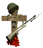 animated cross with helmet and rifle